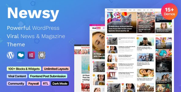 Newsy.jpg Newsy 2.4.0 ? Viral News & Magazine WordPress Theme - Image 1
