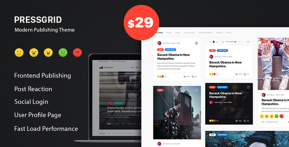 PressGrid-Frontend-Publish-Reaction-Multimedia-Theme.png PressGrid - Frontend Publish Reaction & Multimedia Theme 1.3.1 - Image 1