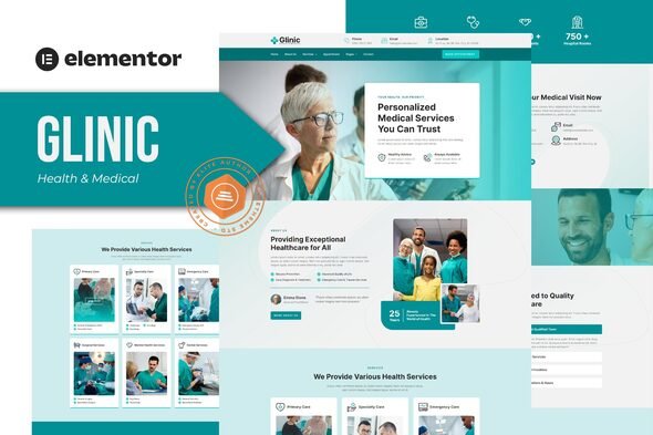 Glinic-Cover.jpg Glinic - Health & Medical Elementor Template Kit - Image 1