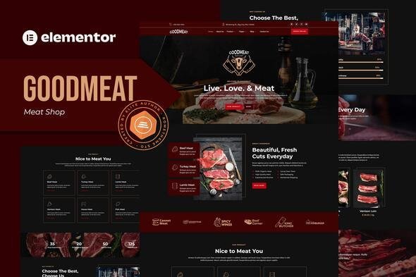 Goodmeat-Cover.jpg Goodmeat - Meat Shop & Butcher Elementor Template Kit - Image 1
