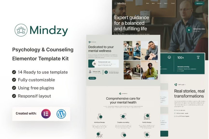 Mindzy-Psychology-Counseling-Elementor-Template-Kit.jpg Mindzy - Psychology & Counseling Elementor Template Kit - Image 1