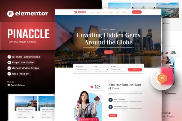 Pinaccle-Kits-Cover.jpg Pinnacle - Tour and Travel Elementor Template Kit - Image 1