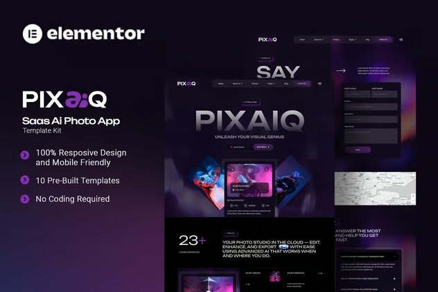 Pixaiq-Saas-AI-Photo-App-Elementor-Template-Kit-1.jpg Pixaiq - Saas AI Photo App Elementor Template Kit - Image 1