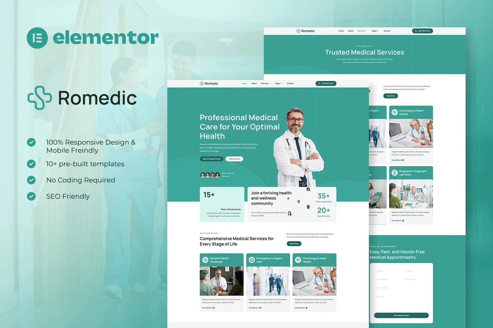 Romedic-Hospital-Medical-Clinic-Elementor-Template-Kit-2.jpg Romedic - Hospital & Medical Clinic Elementor Template Kit - Image 1