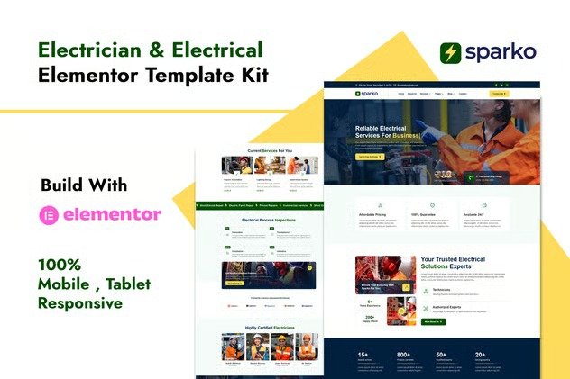 Sparko-Electrician-Electrical-Services-Elementor-Template-Kit-2.jpg Sparko - Electrician & Electrical Services Elementor Template Kit - Image 1