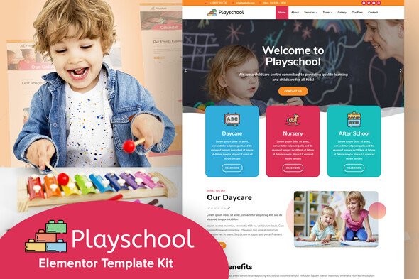 playschool_cover.jpg Playschool - Childcare & School Elementor Template Kit - Image 1