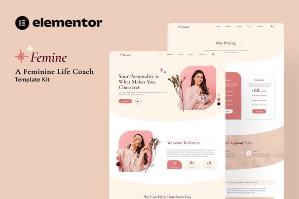 preview20Femine-1.jpg Femine - Feminine Life Coach Elementor Template Kit - Image 1