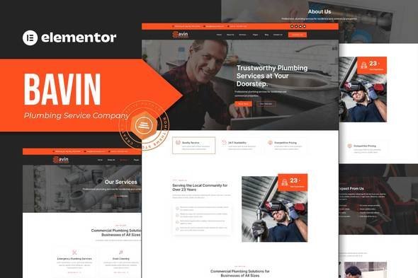 Bavin-Coverimage.jpg Bavin - Plumbing Service Company Elementor Template Kit - Image 1
