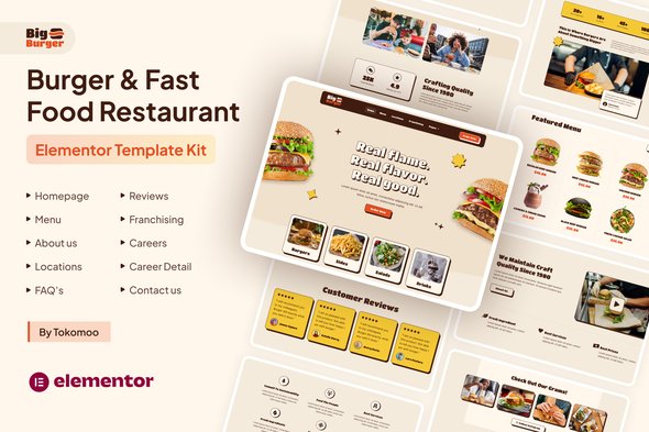 BigBurger-cover-image.jpg BigBurger - Burger & Fast Food Restaurant Elementor Template Kit - Image 1