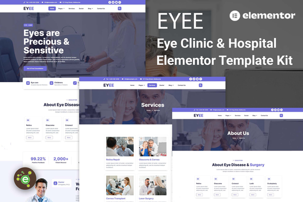 Eyee-Cover-Image-1.png Eyee - Eye Clinic & Vision Care Elementor Template Kit - Image 1