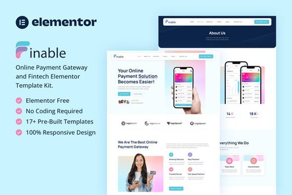 Finable20-20Cover.jpg Finable - Online Payment Gateway & Fintech Elementor Template Kit - Image 1