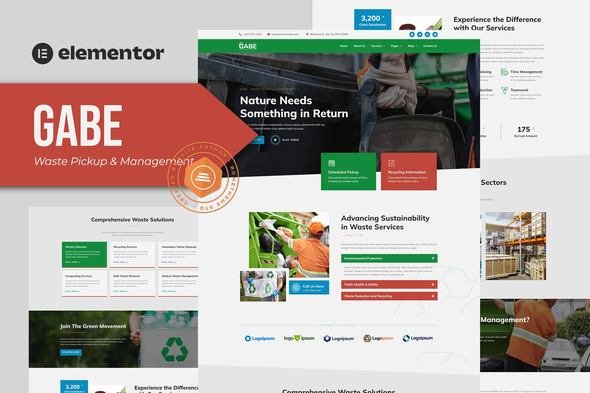 Gabe-Cover.jpg Gabe - Waste Pickup & Management Elementor Template Kit - Image 1