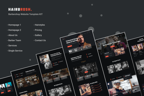 Hairbrosh_Cover_Image.png Hairbrosh - Barbershop & Hair Salon Elementor Template Kit - Image 1