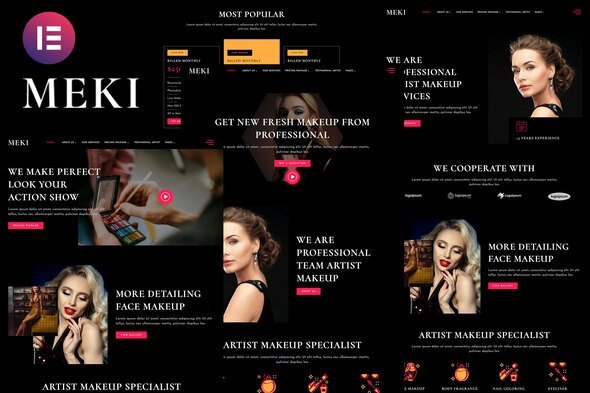 Meki-Kits.jpg Meki - Artist Makeup Business Services Elementor Template Kit - Image 1