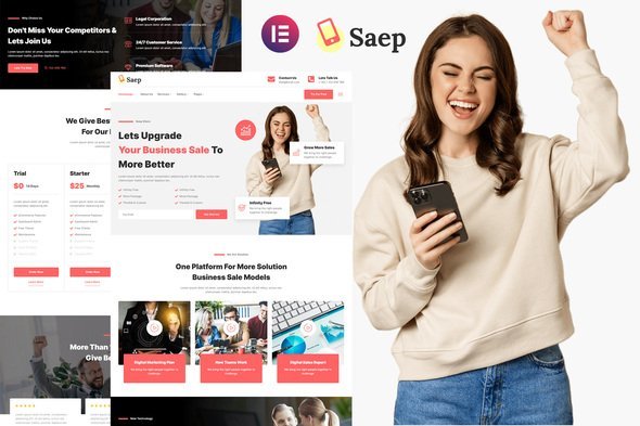 Saep-Kit.jpg Saep - eCommerce App SaaS Showcase Elementor Template Kit - Image 1