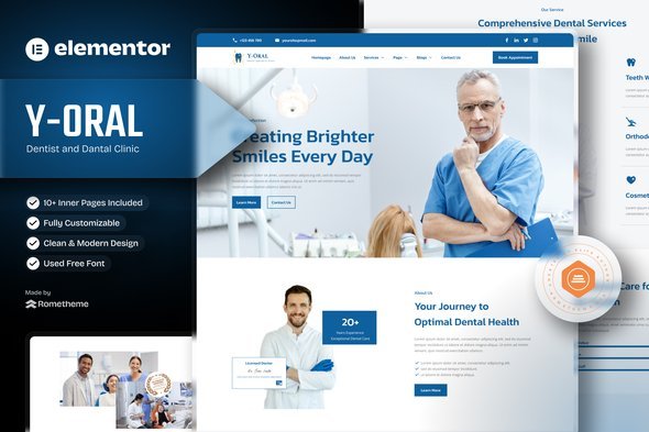 Y-Oral20Elementor20Cover.jpg Y-Oral - Dentist & Dental Clinic Elementor Template Kit - Image 1
