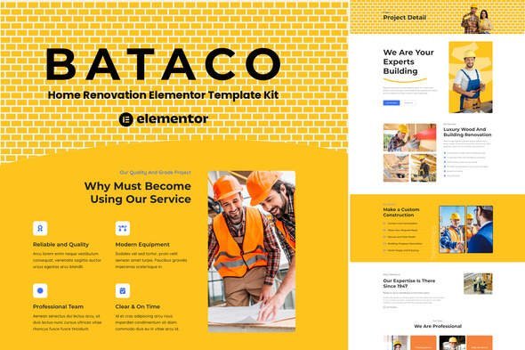 bataco_kit_cover-1.jpg Bataco - Home Renovation & Construction Elementor Template Kit - Image 1