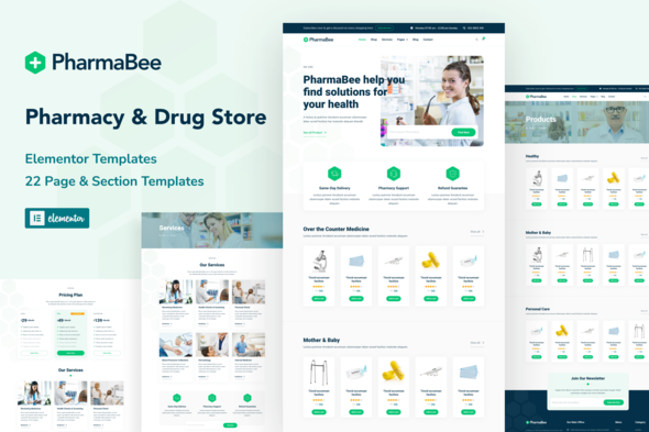 cover-37-1.png PharmaBee - Pharmacy & Drug Store Website Elementor Template Kit - Image 1
