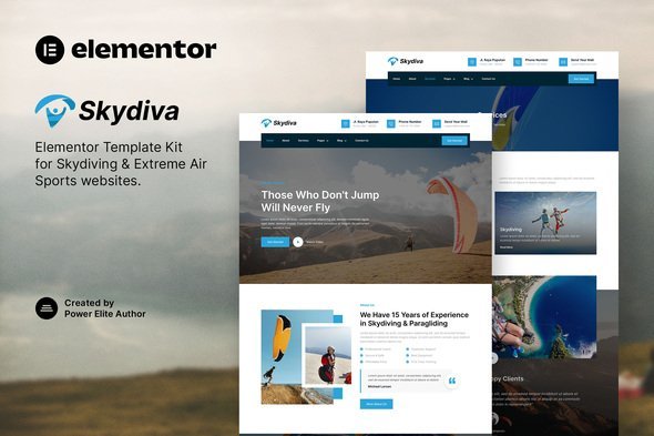 cover-401.jpg Skydiva – Skydiving & Extreme Air Sports Elementor Template Kit - Image 1