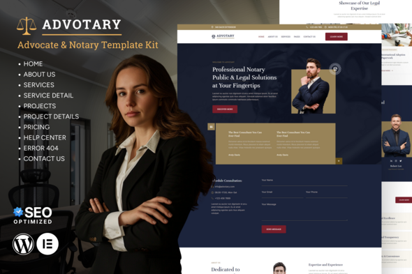 cover201.png Advotary - Notary Public & Legal Services Elementor Template Kit - Image 1