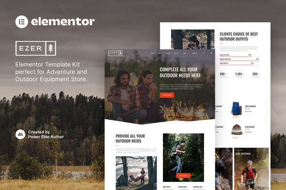 ezer-cover.jpg Ezer – Outdoor & Adventure Equipment Store Elementor Template Kit - Image 1