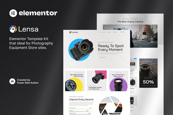 lensa-cover.jpg Lensa – Camera & Photography Equipment Store Elementor Template Kit - Image 1