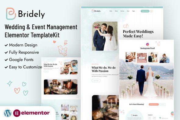 Bridley-Cover.jpg Bridely | Wedding & Event Management Elementor Template Kit - Image 1