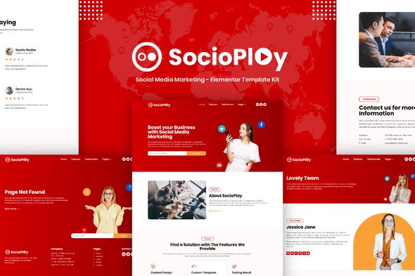 priview startect Socioplay - Social Media Marketing Elementor Template Kit - Image 1