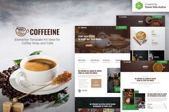 Cover-Coffeeine.jpg Coffeeine – Coffee Shop & Cafe Elementor Template Kit - Image 1