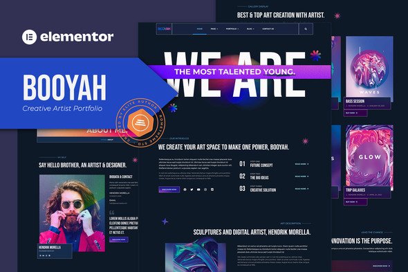 Coverimage20-20Booyah20-20Creative20Artist20Portfolio20Elementor20Template20Kit.jpg Booyah - Creative Artist Portfolio Elementor Template Kit - Image 1