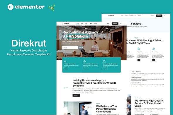 Direkrut-Cover-Image.jpg Direkrut - Human Resource Consulting and Recruitment Elementor Template Kit - Image 1