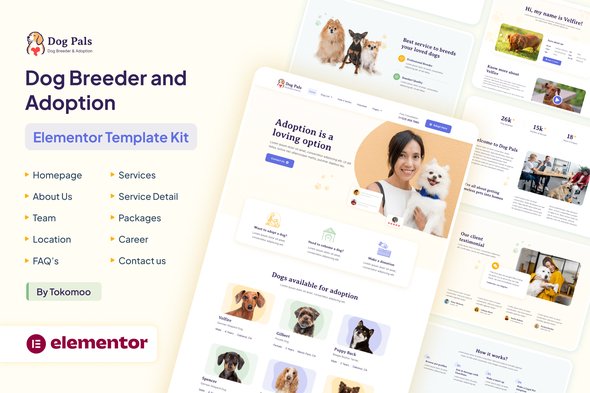 Dog20Pals-cover-image.jpg Dog Pals - Dog Breeder & Adoption Elementor Template Kit - Image 1