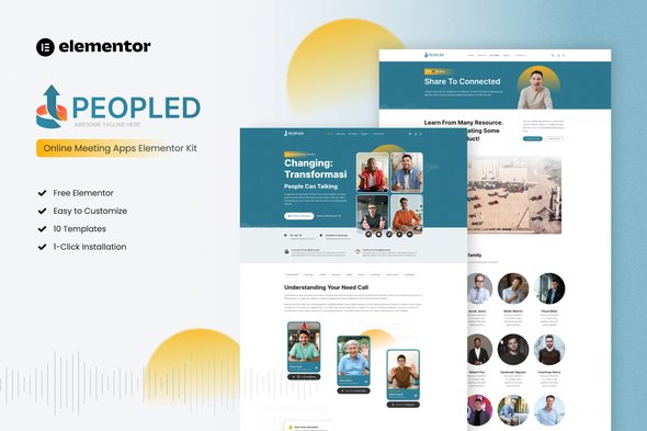 Elementor20Cover20Peopled.jpg Peopled - Online Meeting App Elementor Template Kit - Image 1