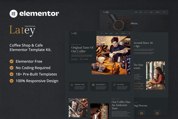 Latey20-20Cover.jpg Latey - Coffee Shop & Cafe Elementor Template Kit - Image 1