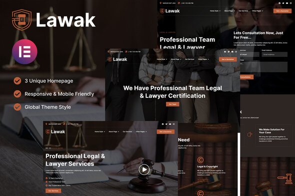 Lawak-Kits.jpg Lawak - Legal & Lawyer Services Elementor Template Kit - Image 1