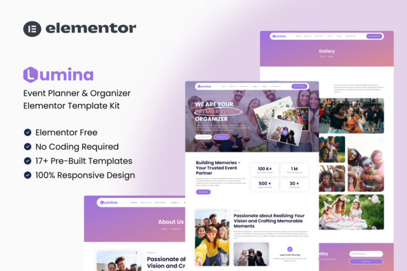 Lumina20-20Cover.png Lumina - Event Planner & Organizer Elementor Template Kit - Image 1