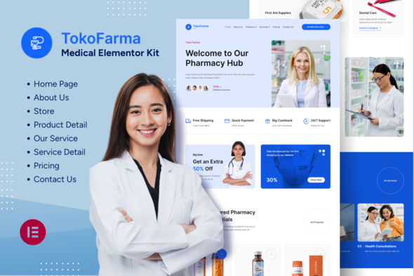 Pharmacy20Store.png TokoFarma - Ecommerce Medicinal Store Elementor Template Kit - Image 1