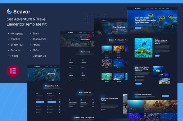Seavor20-20Cover20Image.jpg Seavor | Sea Adventure & Travel Elementor Template Kit - Image 1