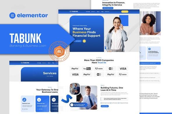 Tabunk-Kits-Cover.jpg Tabunk – Banking & Business Loan Elementor Template Kit - Image 1