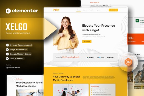 Xelgo20Elementor20Cover.jpg Xelgo - Social Media Marketing Elementor Template Kit - Image 1