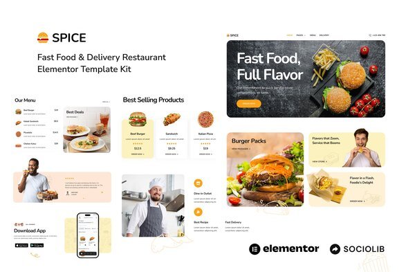 cover-258.jpg Spice - Fast Food & Delivery Restaurant Elementor Template Kit - Image 1