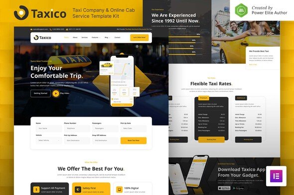cover-281.jpg Taxico – Taxi Company & Online Cab Service Elementor Template Kit - Image 1