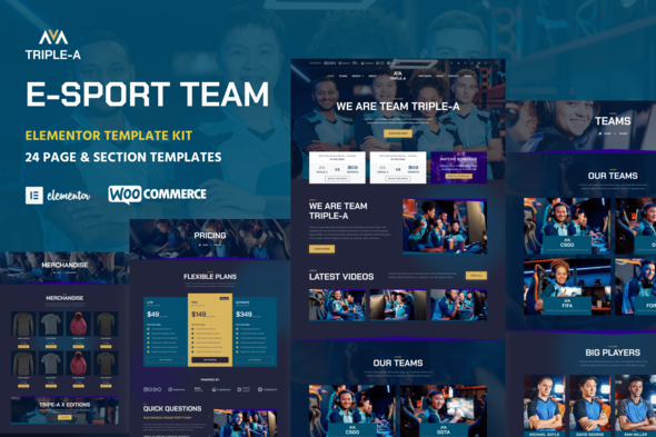 cover-3.png Triple-A - eSport Team Gaming WooCommerce Elementor Template Kit - Image 1