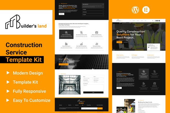 coverBUILDER20LAND.jpg Builders Land - Construction & Building Elementor Template Kit - Image 1