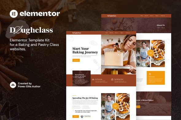 doughclass-cover.jpg Doughclass – Baking & Pastry Class Elementor Template Kit - Image 1