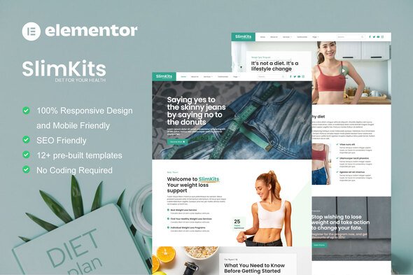 main20preview20slimkits.jpg Slimkits - Weight Loss & Diet Program Elementor Template Kit - Image 1
