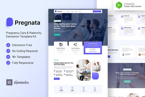 pregnata-cover.jpg Pregnata – Pregnancy Care & Obstetrician Elementor Template Kit - Image 1