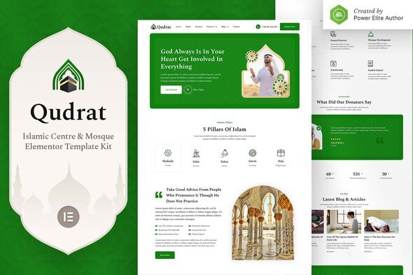 qudrat-cover.jpg Qudrat – Islamic Center & Mosque Elementor Template Kit - Image 1