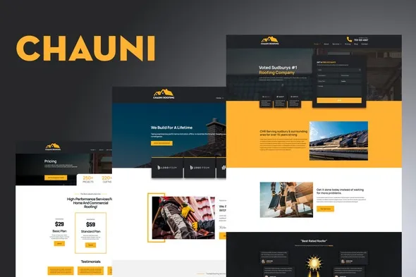 Chauni-Cover.webp Chauni - Roofing Elementor Template Kit - Image 1