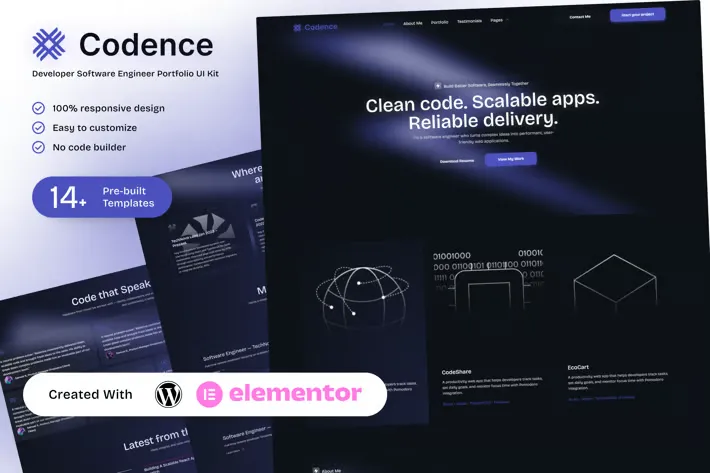 Codence-–-Developer-Software-Engineer-Portfolio-Elementor-Template-Kit.webp Codence – Developer Software Engineer Portfolio Elementor Template Kit - Image 1